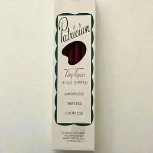 12 Vintage Patrician Tiny Tapers 10" Candles Burgundy Hand Dipped Unburned